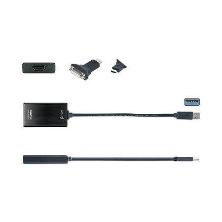 J5CREATE USB to HDMI/DVI Adapter, 7.87", Black JUA350A